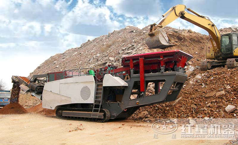 履帶式建筑垃圾粉碎機(jī)工作圖 履帶式建筑垃圾粉碎機(jī)工作圖