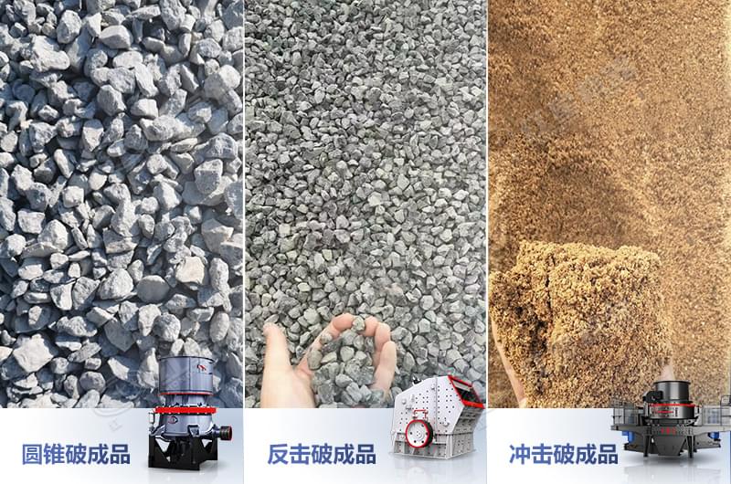 不同碎石機(jī)生產(chǎn)的產(chǎn)品